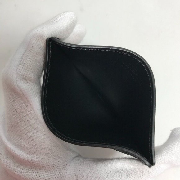 VERSACE logo Business Card Holder Pass Case Card Case Leather Black - Picture 6 of 6